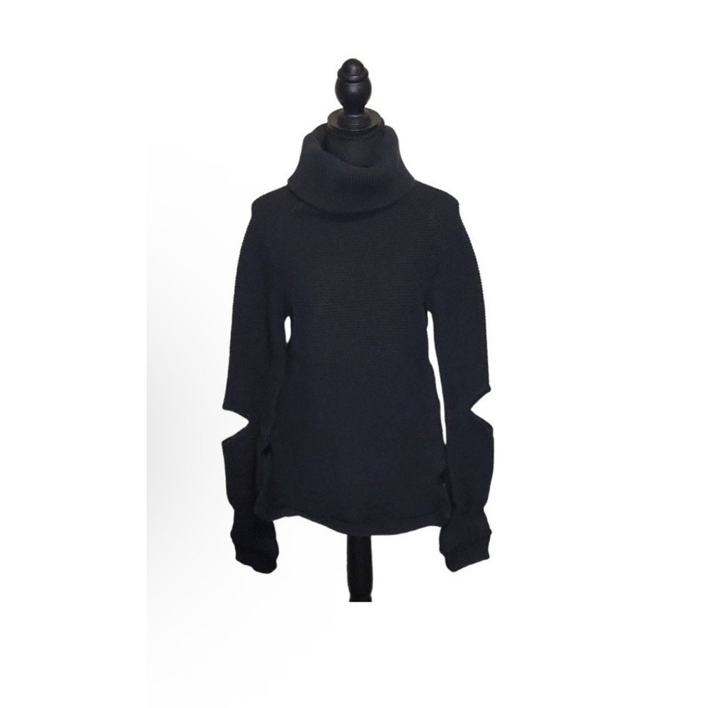 Kittenish Rib Knit Cold Elbow Turtleneck Sweater Large‎